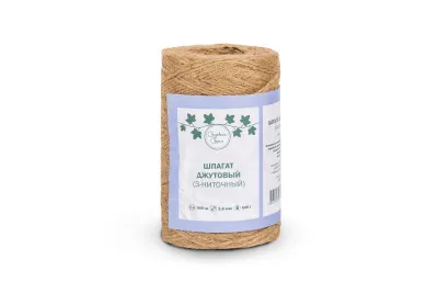 Шпагат джутовый ШД 1,67 ктекс П 3 пол. 3-ниточный  в боб. по 0,5 кг (ЦН)